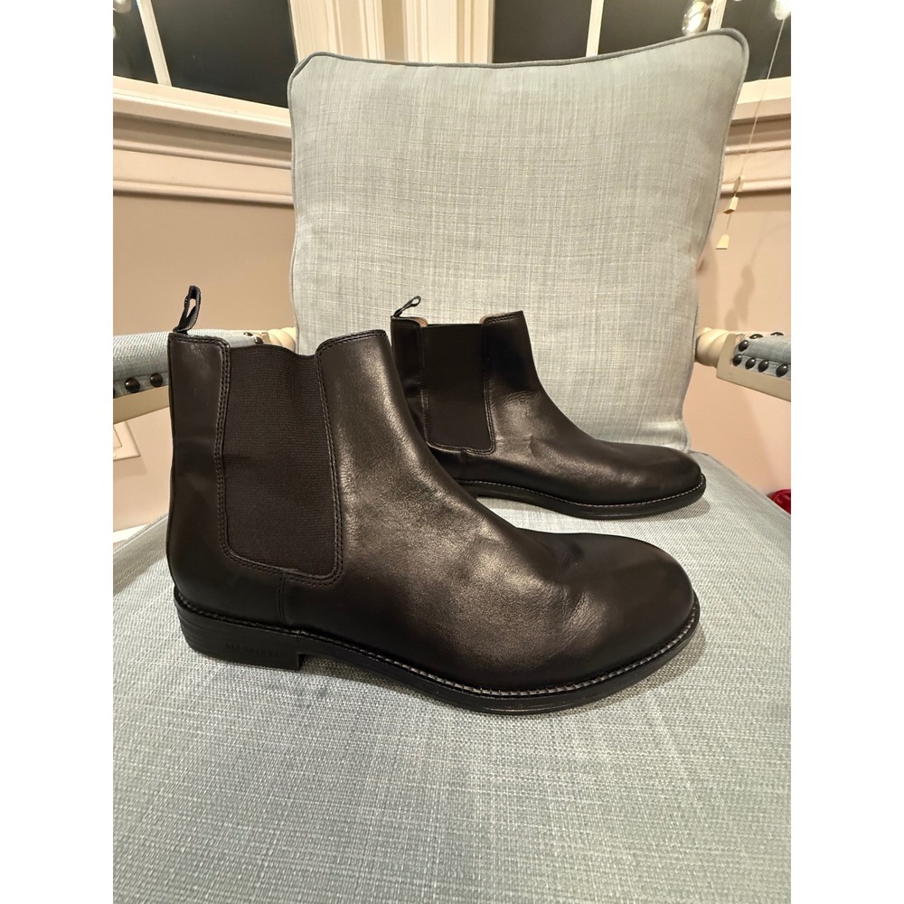 AllSaints Apollo Charley Black Leather Chelsea Boots Mens Size 10 EU 43